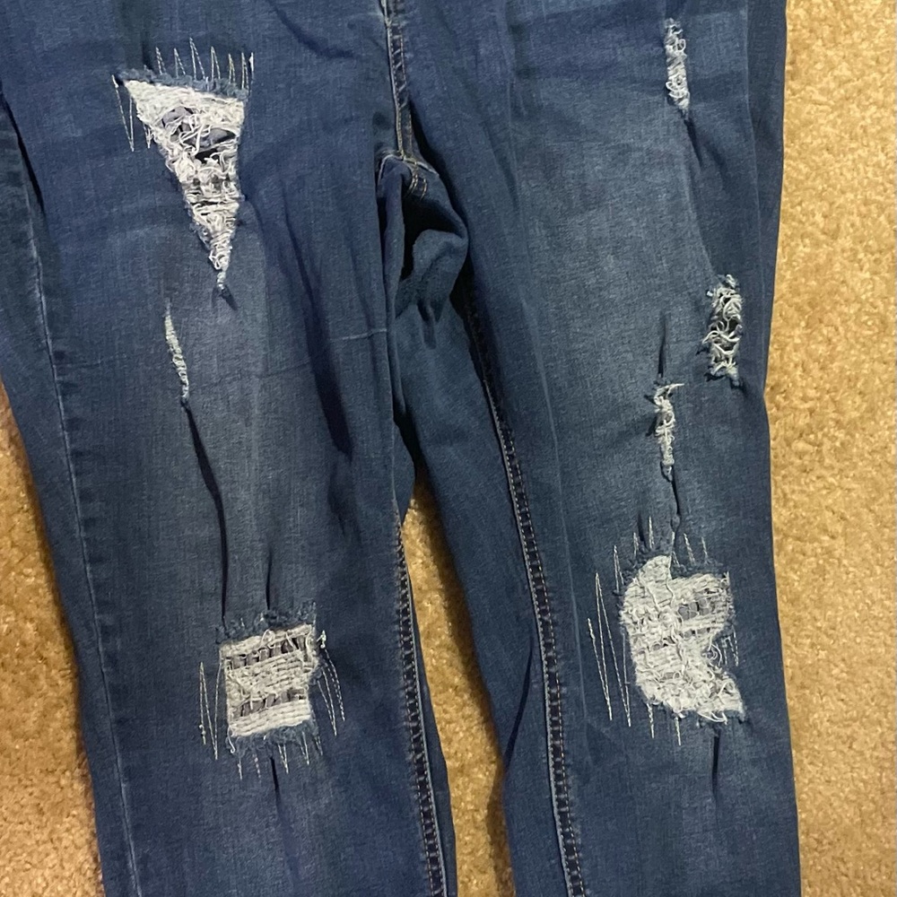 Wax Jean Distressed Dark Blue Skinny Jeans